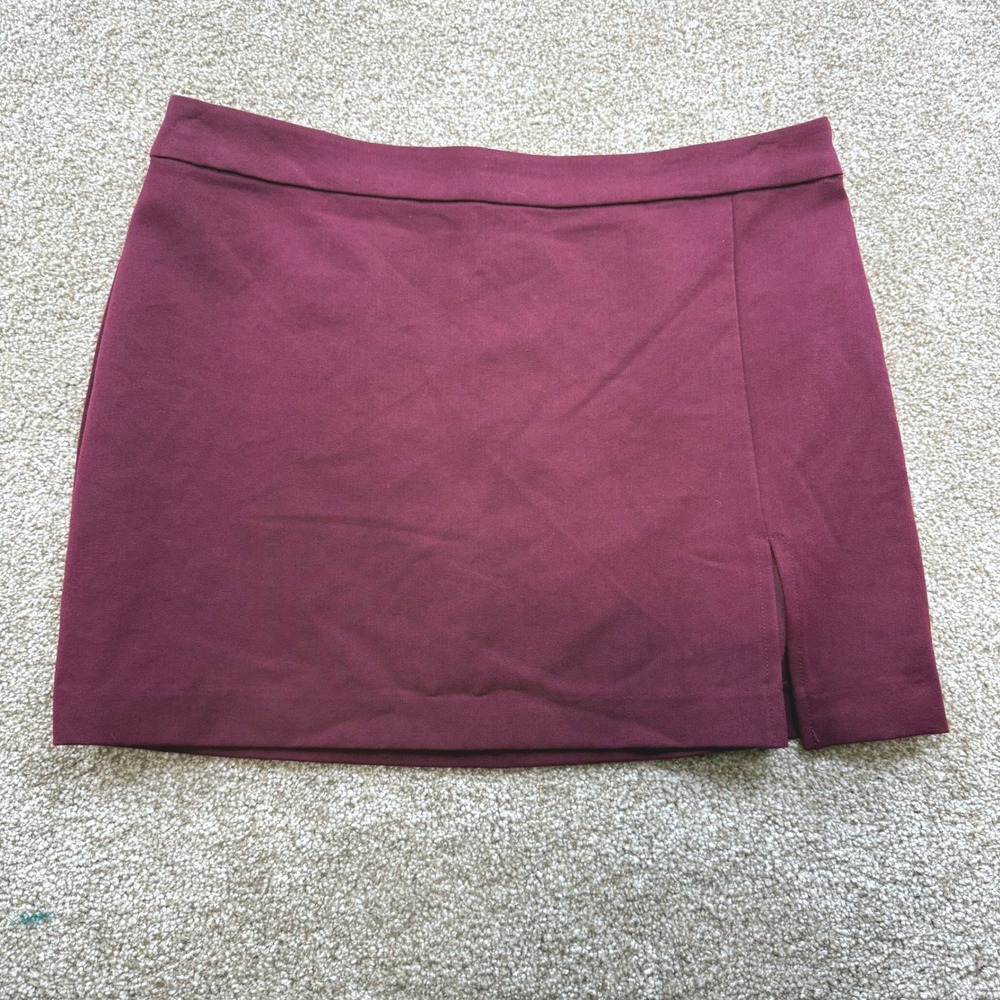 Steve Madden Burgundy Side Slit Mini Skirt 8 Wine Red NEW Evening Career Chic